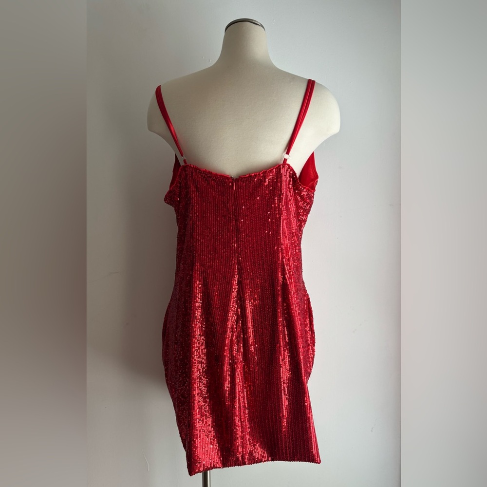 Glamour Sequin Mini Dress - Red - Picture 2 of 4